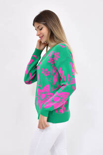 Sweater Grueso Con Diseño De Flores 1