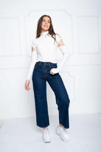wide leg azul gaspeado - 