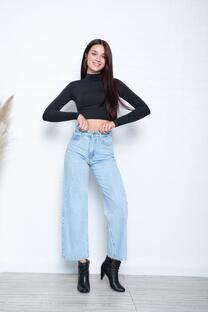 WIDE LEG CELESTE CON ESTRAS - 