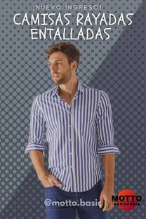 Camisa Rayada Entallada Hombre  - 