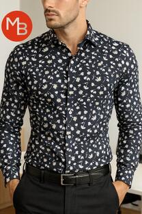 CAMISA ELASTIZADA ESTAMPADA - 