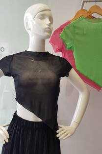 REMERA TUL  LUREX MANGA CORTA CON PICO - 