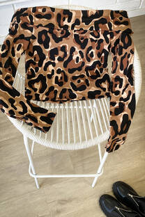 Remera Animal Print modal soft hombros descubierto doblado m-larg