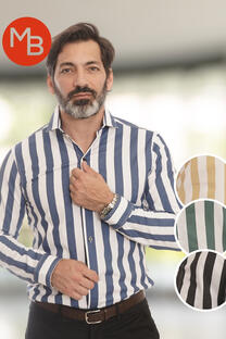 CAMISA ENTALLADA ELASTIZADA RAYA ANCHA - 