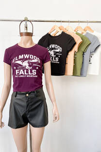 Remera básica Morley poliéster c-estampa Elmwood Falls  - 