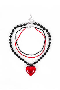 SET COLLARES ABALORIOS CON DIJE CORAZON - SET COLLARES ABALORIOS CON DIJE CORAZON -