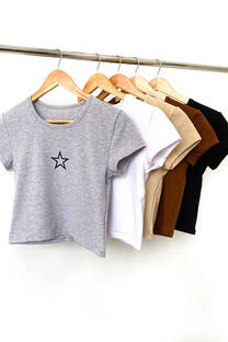 Remera algodón c-lycra m-c básica estampada Estrella - 