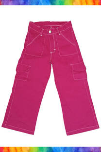 JEAN WIDELEG GABARDINA CARGO FUCSIA - 