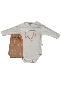 Conjunto Body Manga Larga Estampado Y Babucha 24109 Elefante - 