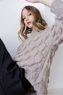 Sweater de frizz con escamas escote redondo - 