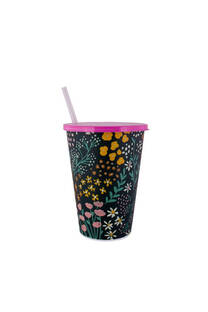 Vaso estampado con sorbete FLORES - 