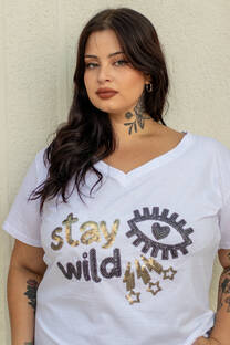 Remera Stay Wild Ojo Bordada - 