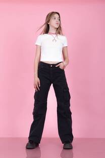 Wide Leg Doble Cargo Negro - 