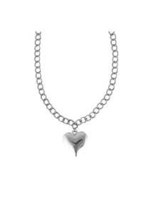 Choker cadena larga y dije plateado CORAZON - 