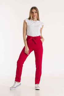 PANTALON CREPE SASTRERO CON LAZO AMBAR - 