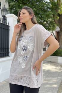 Camisola Lino Con Broderie Circulos vtk101 - 