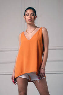 Blusa de Gasa con Tiras y Escote V o Redondo - 