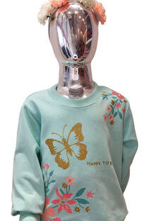 Buzo Nena Rustico Happy Mariposa-Flores Talle 4 y 6 - 