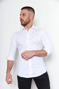 Camisa tela estampada elastizada blanca 3 - 