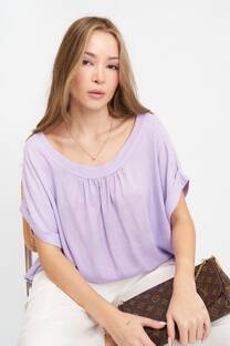 Blusa de lino con frunces - 