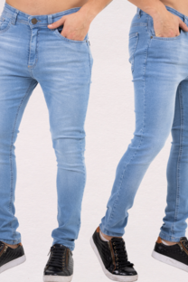Jeans chupín elastizado celeste localizado - 