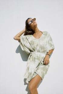 Vestido batik oversize con lazo - 