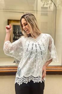 Blusa HANTE gipiur con encaje (ruch5077) - 