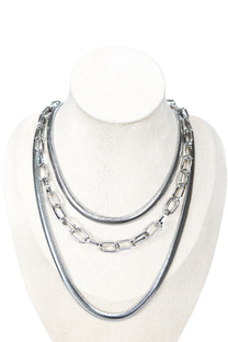 COLLAR DOBLE TIRA METALIZADA Y CADENA - COLLAR DOBLE TIRA METALIZADA Y CADENA -