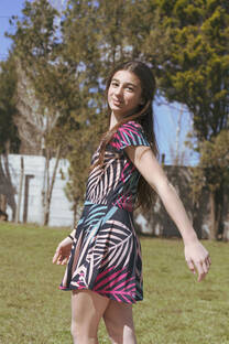 vestido de seda fria estampada - 