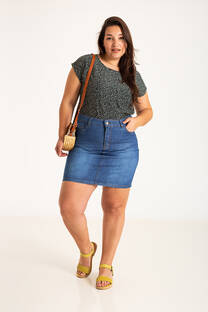 9602 Pollera Plus Size Her Jeans Rígida - 