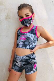 CONJUNTO DEPORTIVO PINK DE LYCRA 3 PIEZAS (SHORT+TOP+BARBIJO) - 