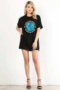 Remera larga peace on earth planeta  - 