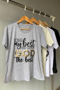 Remera BEST GOOD bordada de lentejuelas - 