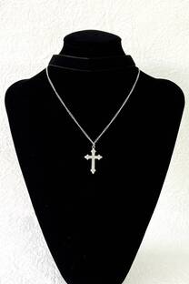 CHOKER DE TELA Y CADENA CON CRUZ - 