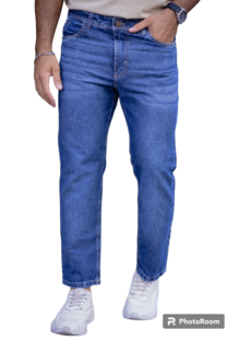 PANTALON RECTO CLASICO JEANS RIGIDO AZUL - 