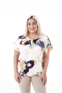 Blusa Seda Satinada con Voladitos y Frunce - 