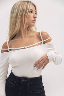 top cuello bote con tiras - 