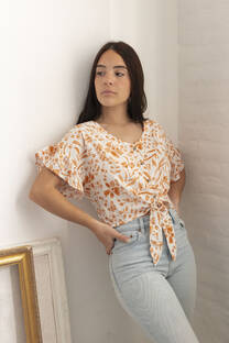 Blusa Lino Estampado Con Lazo KEVIN  - 