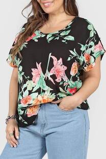 Blusa de Fibrana estampada con Botones - 