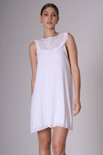 VESTIDO CORTO FIBRANA BLANCO GUIPIUR BABY - 