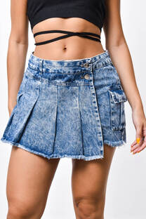 Short pollera tableada azul - 