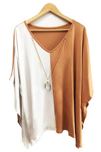 Poncho Viscosa Bicolor Collar - 