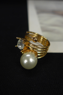 ANILLO CON PERLA Y STRASS - 