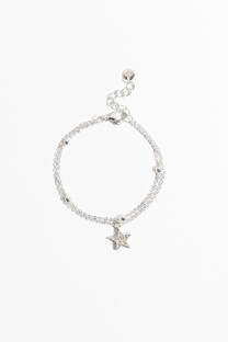 Pulsera de acero quirurgico blanco con dije strass. - 