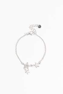 Pulsera de acero quirurgico blanco con dije strass. - 