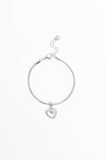 Pulsera de acero quirurgico blanco con dije strass. - 