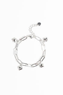 Pulsera de acero quirurgico blanco con dije.