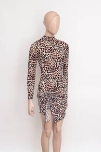 Vestido Modal Soft Leopardo Con Frunce  - 