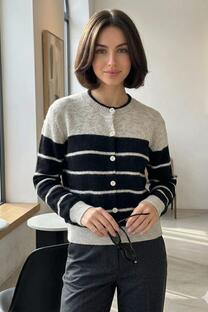 S105 CARDIGAN RAYADO COMBINADO - 