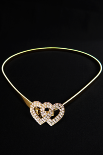 CADERIN ELASTIZADO DOBLE CORAZON CON STRASS - 